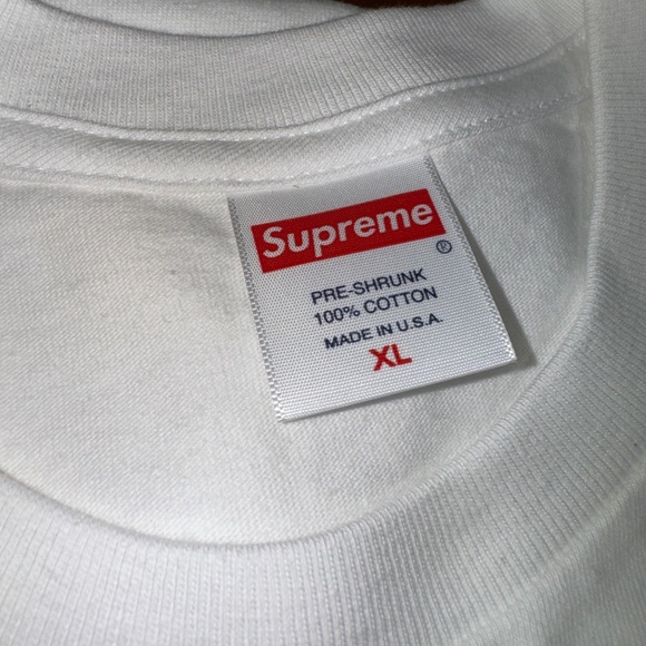NOS Blank Men’s Supreme Made in USA Long Sleeve White Tee T-Shirt NEW - LOT 3 - Picture 3 of 6